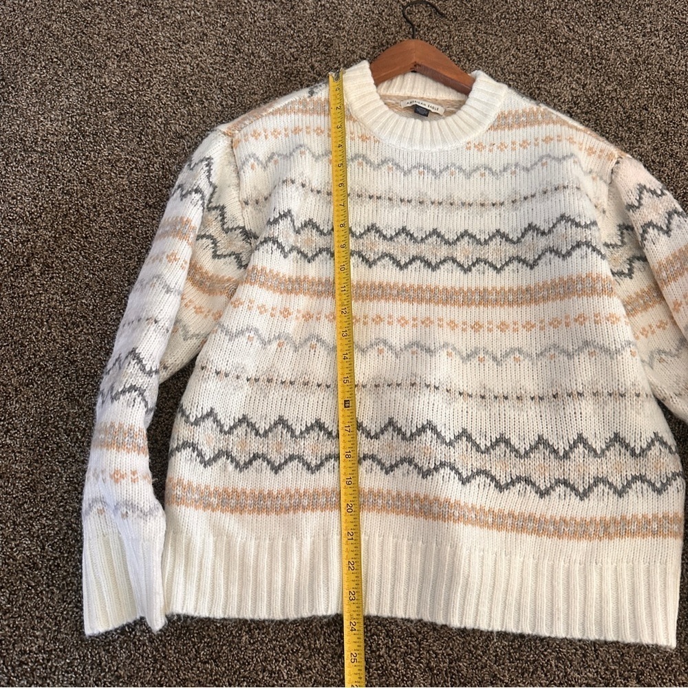 American Eagle Outfitters Sweater Small Cream Tan Gray Soft Cozy Pullover Winter - Picture 4 of 6